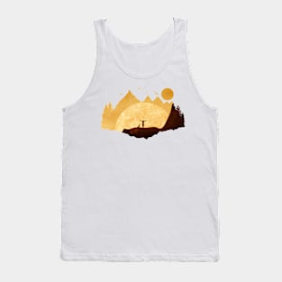 Woman and her dog enjoying the sunset Tank Top